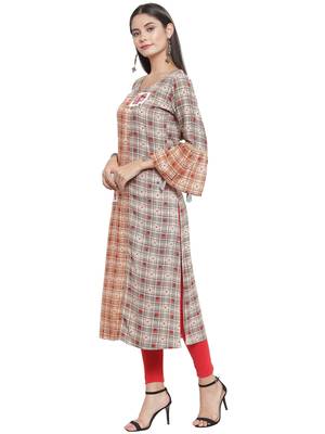 Brown embroidered rayon ethnic-kurtis 2
