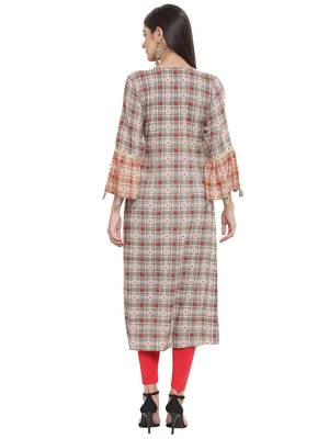 Brown embroidered rayon ethnic-kurtis 4
