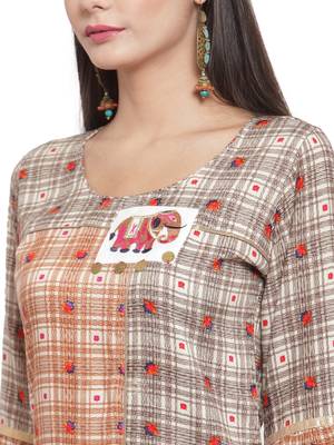 Brown embroidered rayon ethnic-kurtis 5