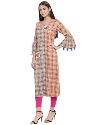 Multicolor embroidered rayon ethnic-kurtis 2