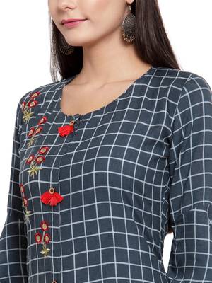 Grey embroidered rayon ethnic-kurtis 5