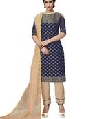 Navy-blue banarasi chanderi salwar