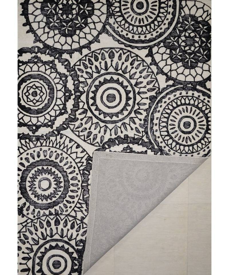 Rangoli Design Hand Tufted Area Rug  In Size 63 X 90 Inch