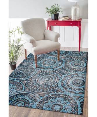 Rangoli Design Hand Tufted Area Rug  In Size 63 X 90 Inch 1