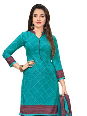 Turquoise printed crepe salwar 2