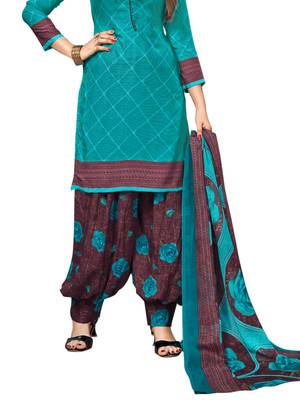 Turquoise printed crepe salwar 3