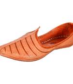 Handmade Embroidered Peach Leather Loafers For Men, Indian Mojari Slip Ons Shoes