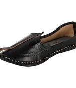 Indian Handmade Black Leather Loafers For Men, Traditional Slip Ons Shoes