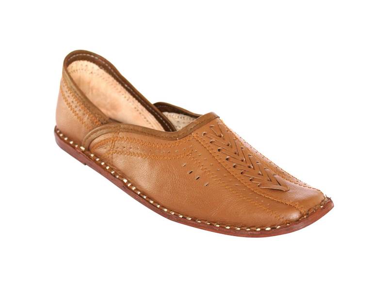 Men's  Handmade  Brown Leather Loafers Shoes, Indian Ethnic Slip Ons