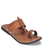 Brown Kolhapuri Synthetic Leather Sandals For Men, Indian Handmade Ethnic Flip Flops