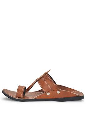 Brown Kolhapuri Synthetic Leather Sandals For Men, Indian Handmade Ethnic Flip Flops 3