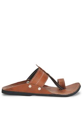 Brown Kolhapuri Synthetic Leather Sandals For Men, Indian Handmade Ethnic Flip Flops 4