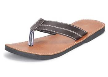Brown Synthetic Leather Flip Flops For Men 1
