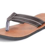 Brown Synthetic Leather Flip Flops For Men