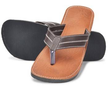 Brown Synthetic Leather Flip Flops For Men 2