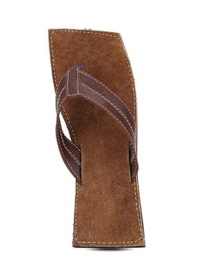 Brown Suede Leather Flat Casual Sandals For Men 3