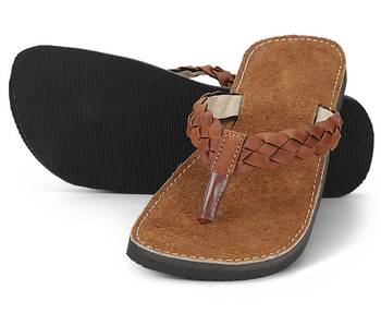 Suede Leather Brown Flip Flops Sandals For Men 2