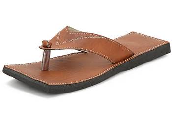 Men'S Brown Synthetic Leather Casual Flip Flops Sandals 1