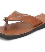 Men'S Brown Synthetic Leather Casual Flip Flops Sandals