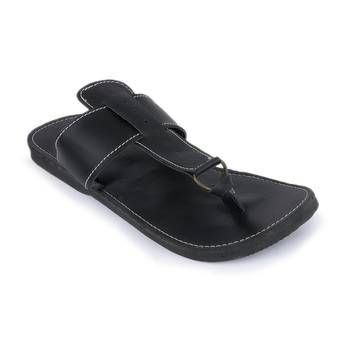 Indian Handmade Synthetic Leather Black Sandals For Men, Summer Flat Shoes 2