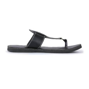 Indian Handmade Synthetic Leather Black Sandals For Men, Summer Flat Shoes 5