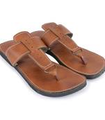Brown Handmade Synthetic Leather Sandals For Men, Festival Boho Sandals