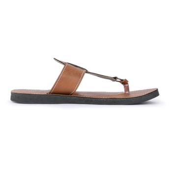 Brown Handmade Synthetic Leather Sandals For Men, Festival Boho Sandals 4