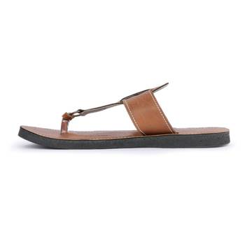 Brown Handmade Synthetic Leather Sandals For Men, Festival Boho Sandals 5