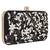 Black & White Adorn Embelished Faux Silk Fabric Clutch