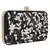 Black & White Adorn Embelished Faux Silk Fabric Clutch