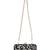 Black & White Adorn Embelished Faux Silk Fabric Clutch