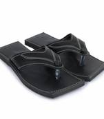 Men'S Synthetic Leather Black Flip Flops
