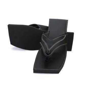 Men'S Synthetic Leather Black Flip Flops 3