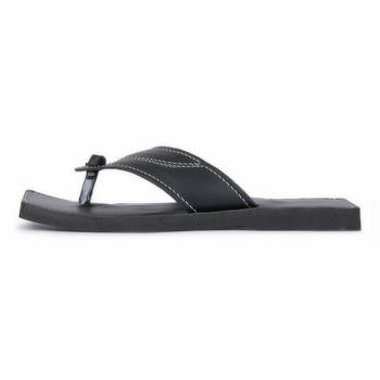 Men'S Synthetic Leather Black Flip Flops 4