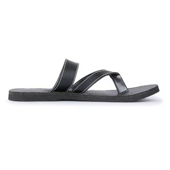 Men'S Synthetic  Leather Black Flip Flops Sandals 4