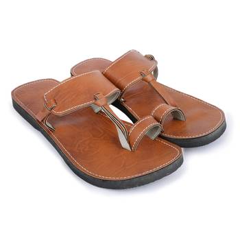 Men'S Brown Synthetic Leather Handmade Quality  Sandals 1