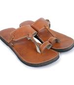 Men'S Brown Synthetic Leather Handmade Quality  Sandals