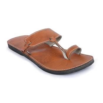 Men'S Brown Synthetic Leather Handmade Quality  Sandals 2