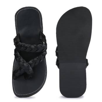 Men'S Indian Gladiator Synthetic Leather Black Sandals 4