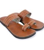 Synthetic Leather Brown Slides Sandals, Made From India