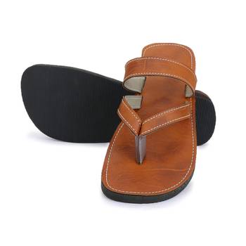 Men'S Brown Synthetic Leather Sandals, Indian Ancient Summer Shoes,  Gift For Him 3