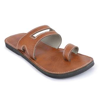 Brown Synthetic Leather Sandals For Men, Gladiator Jesus Flat Flip Flops 2
