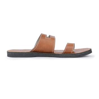 Brown Synthetic Leather Sandals For Men, Gladiator Jesus Flat Flip Flops 5