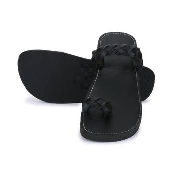 Men' Black Handmade Synthetic Leather Sandals, Indian Casual Flip Flops 3