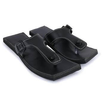 Handmade Black Synthetic Leather Sandals For Men, Indian Flip Flops, Gift For Husband 1