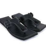 Handmade Black Synthetic Leather Sandals For Men, Indian Flip Flops, Gift For Husband