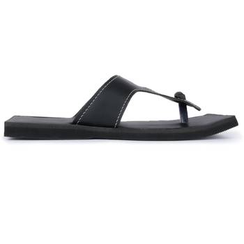 Handmade Black Synthetic Leather Sandals For Men, Indian Flip Flops, Gift For Husband 5
