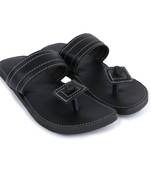 Handmade Black Synthetic Leather Sandals For Men, Festival Boho Shoes