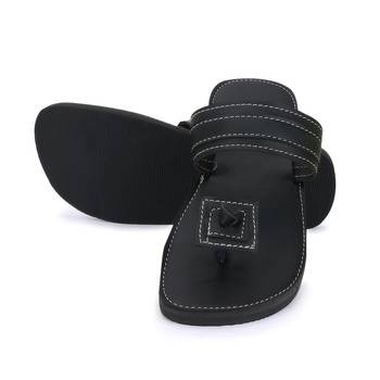 Handmade Black Synthetic Leather Sandals For Men, Festival Boho Shoes 3