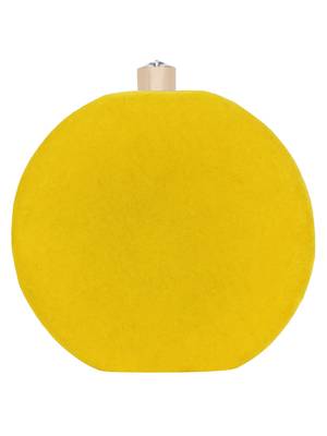 Yellow and White Adorn Embelished Velvet Fabric Clutch 3